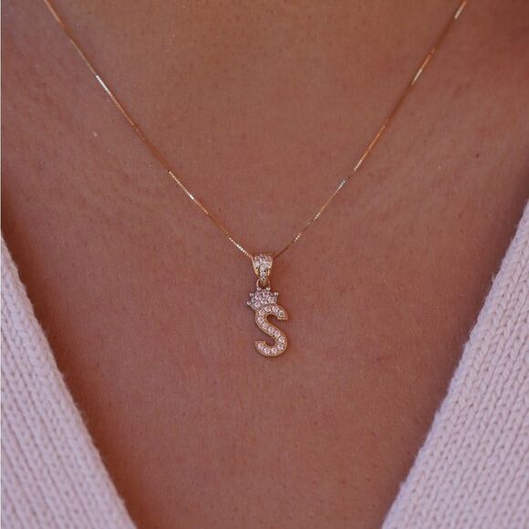 14k Real Gold Initial "S" Pendant/Charm- Gold Letter "S" Pendant for Him/Her - Picture 1 of 5
